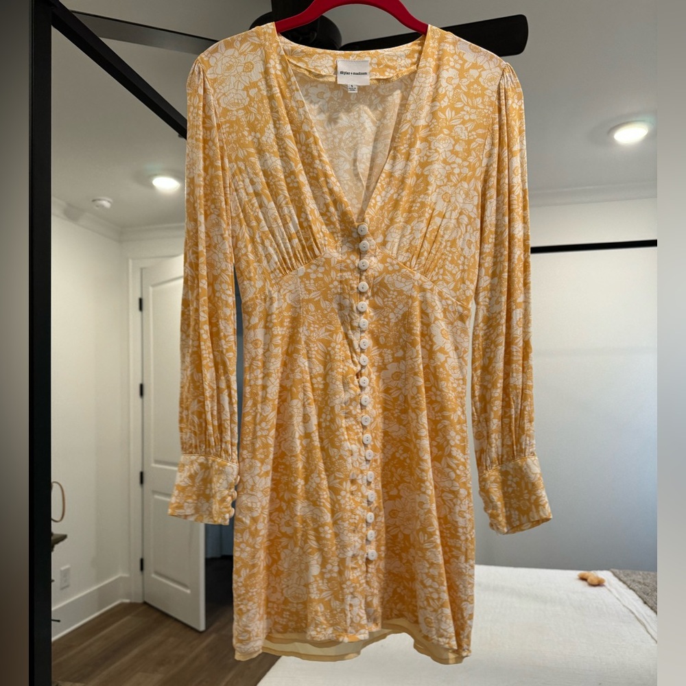 Worn once button up yellow dress